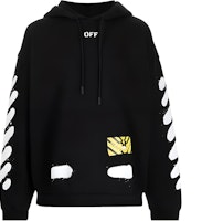 OFF-WHITE Black Hoodie with Graffiti Stripes OMBB009G20FLE0021001 OFF-WHITE Black Hoodie with Graffiti Stripes OMBB009G20FLE0021001