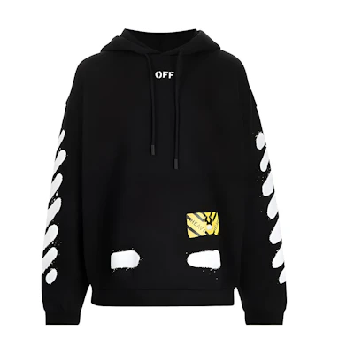 OFF-WHITE Black Hoodie with Graffiti Stripes OMBB009G20FLE0021001