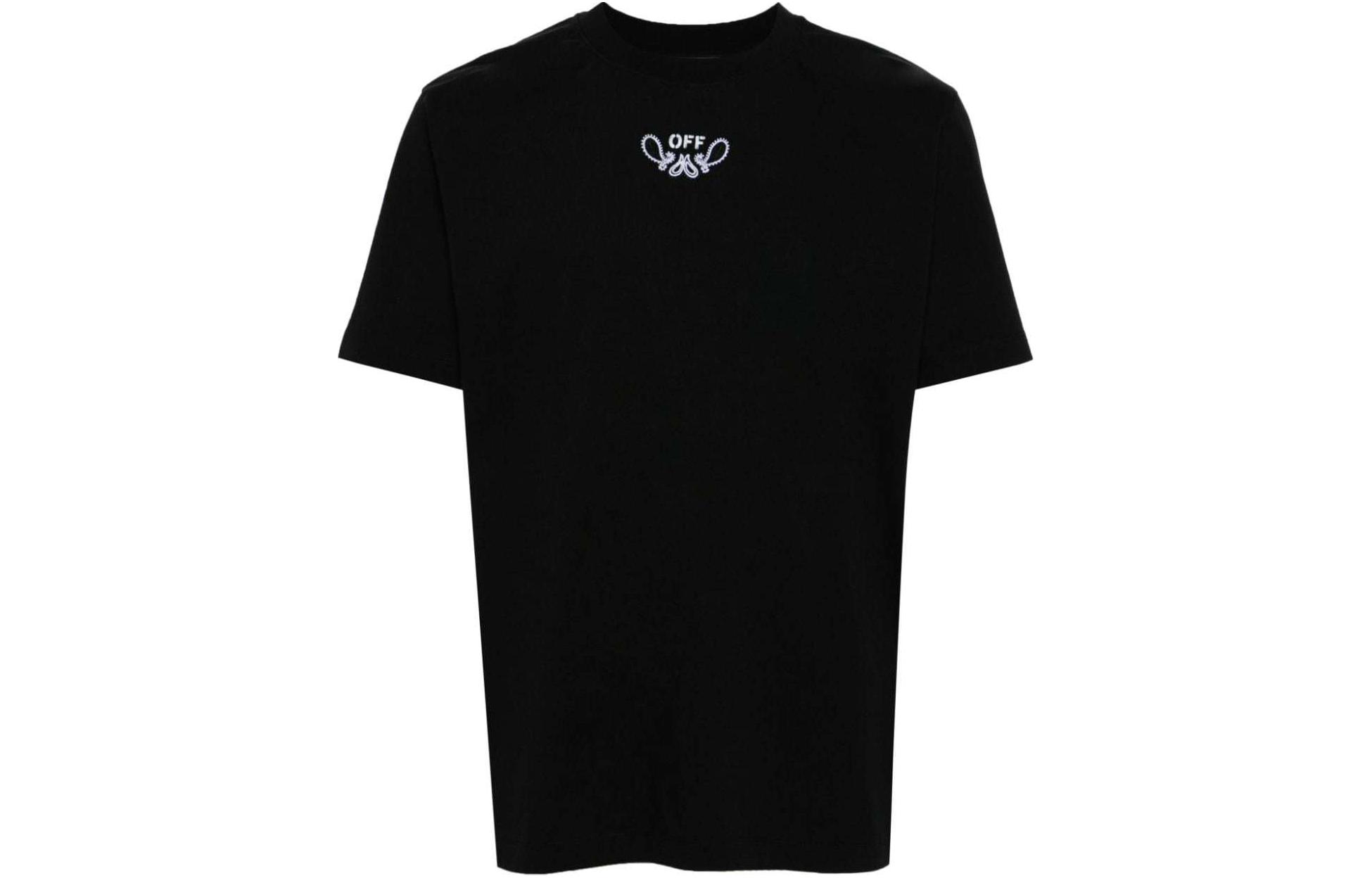 OFF-WHITE Black Letter Print Crewneck T-Shirt Regular Fit  Tee OMAA027S24JER0011001