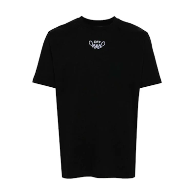 OFF-WHITE Black Letter Print Crewneck T-Shirt Regular Fit Tee OMAA027S24JER0011001