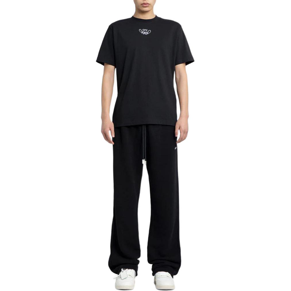 OFF-WHITE Black Letter Print Crewneck T-Shirt Regular Fit  Tee OMAA027S24JER0011001 圖 4