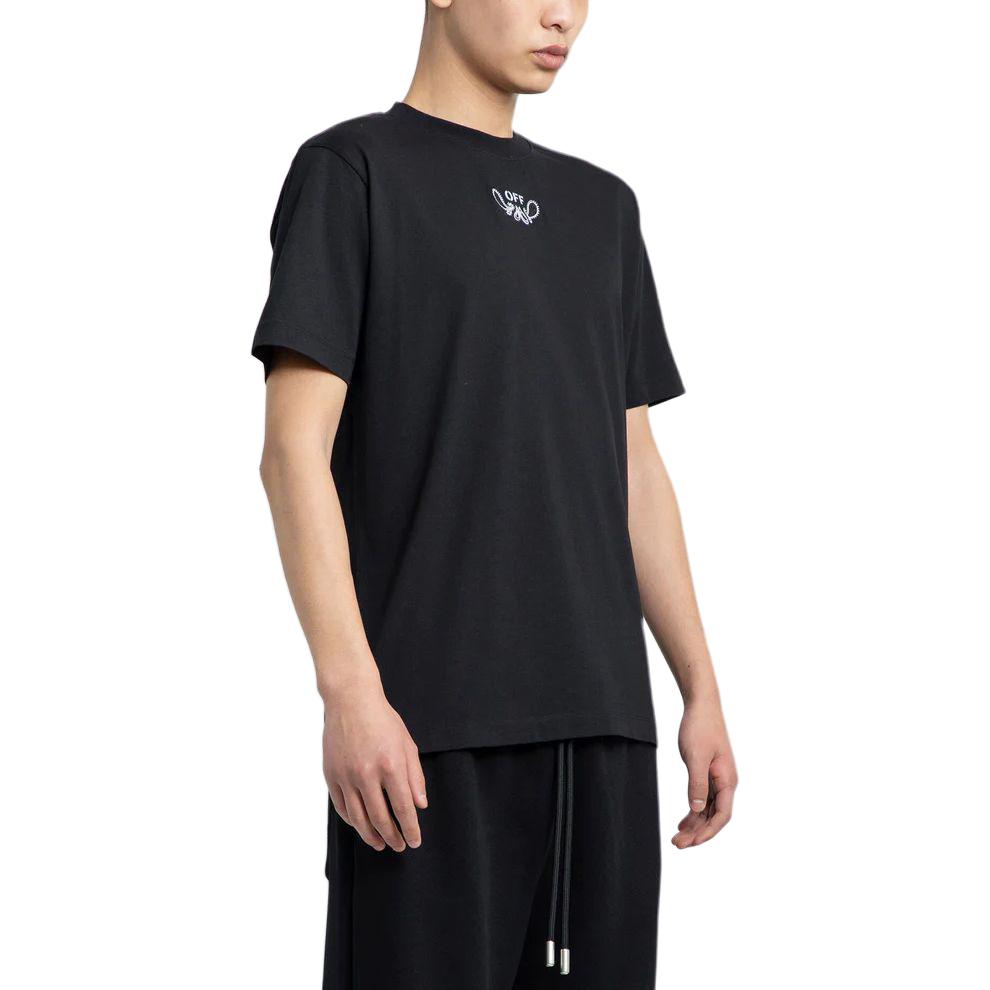 OFF-WHITE Black Letter Print Crewneck T-Shirt Regular Fit  Tee OMAA027S24JER0011001 圖 6