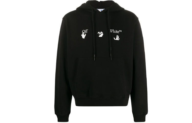 OFF-WHITE Black Logo Print Pullover Hoodie OMBB034E20FLE0021001