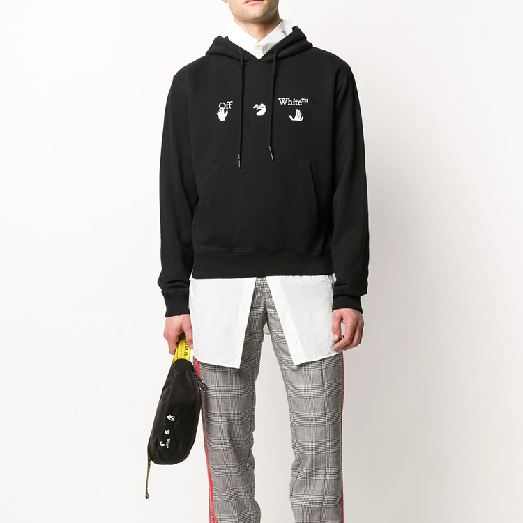 OFF-WHITE Black Logo Print Pullover Hoodie OMBB034E20FLE0021001 圖 5