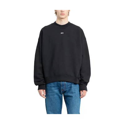 OFF-WHITE Black Loose-Fit Letter Print Crewneck Sweatshirt Mens OMBA054F23FLE0101001