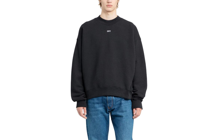 Order 오프화이트 블랙 루즈핏 레터 프린트 크루넥 맨투맨 남성용 OMBA054F23FLE0101001