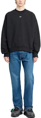 오프화이트 블랙 루즈핏 레터 프린트 크루넥 맨투맨 남성용 OMBA054F23FLE0101001 Purchase 오프화이트 블랙 루즈핏 레터 프린트 크루넥 맨투맨 남성용 OMBA054F23FLE0101001