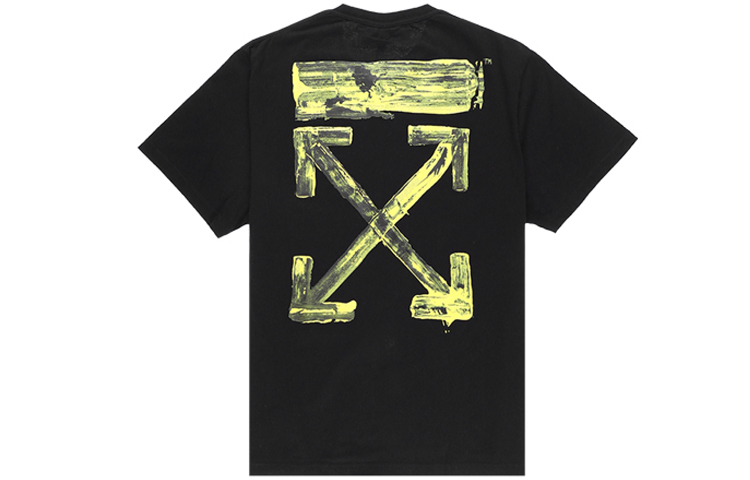 OFF-WHITE Black Loose-Fit Yellow Brush Arrow Splat Short-Sleeve Tee OMAA038F191850101060