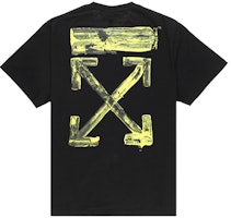 OFF-WHITE Black Loose-Fit Yellow Brush Arrow Splat Short-Sleeve Tee OMAA038F191850101060 OFF-WHITE Black Loose-Fit Yellow Brush Arrow Splat Short-Sleeve Tee OMAA038F191850101060