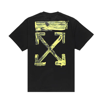 OFF-WHITE Black Loose-Fit Yellow Brush Arrow Splat Short-Sleeve Tee OMAA038F191850101060