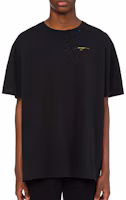 Shop OFF-WHITE 黑色寬鬆版黃刷箭頭漆痕短袖T恤 OMAA038F191850101060