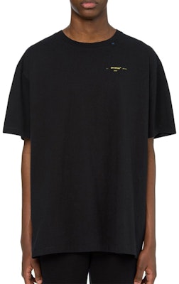 オフホワイト ブラック ルーズフィット イエロー ブラッシュアロー スプラット Tシャツ OMAA038F191850101060 Shop オフホワイト ブラック ルーズフィット イエロー ブラッシュアロー スプラット Tシャツ OMAA038F191850101060