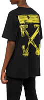 Sizing OFF-WHITE 黑色寬鬆版黃刷箭頭漆痕短袖T恤 OMAA038F191850101060