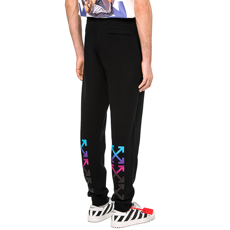 Details for OFF-WHITE Black Multicolor Printed Knit Sweatpants OMCH008F181920321088