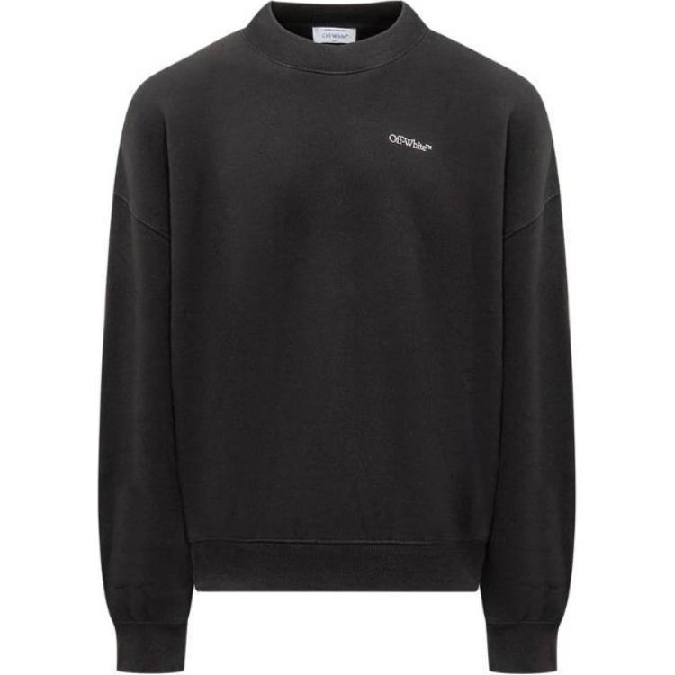 Off-White Black Oversized Crewneck Pullover Sweatshirt OMBA070F24FLE0011030
