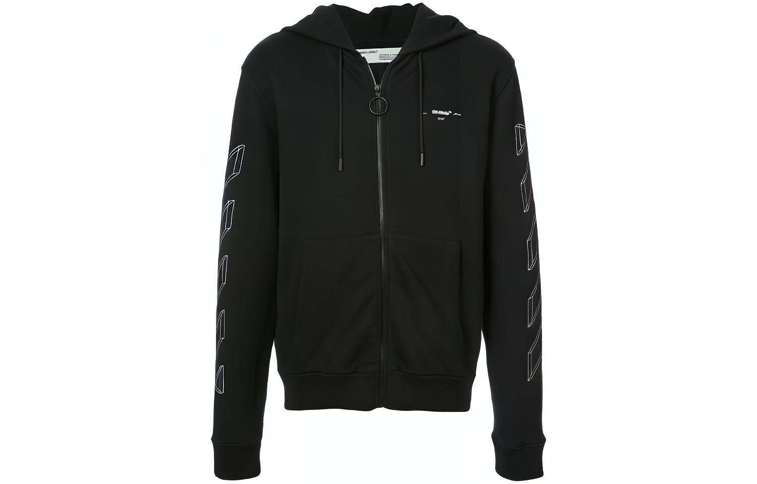 OFF-WHITE Black Printed Hoodie Regular Fit Sweatshirt OMBB033E181920021001