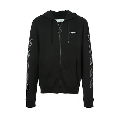 OFF-WHITE Black Printed Hoodie Regular Fit Sweatshirt OMBB033E181920021001