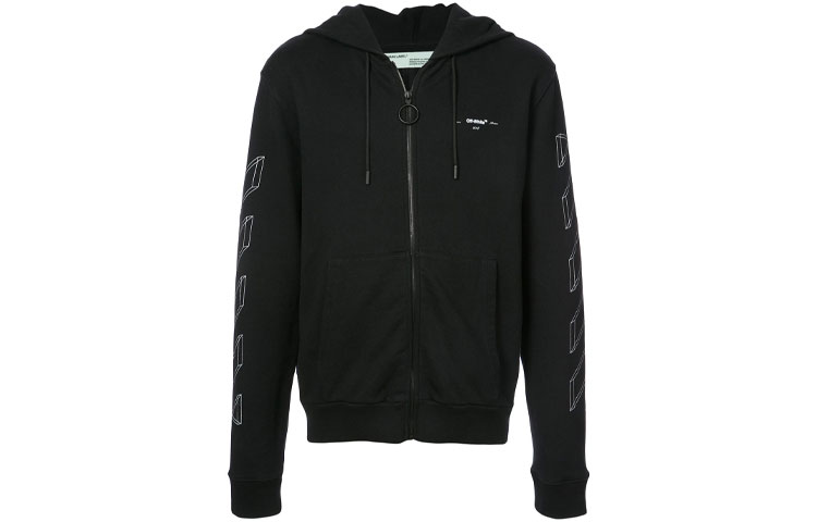 Order OFF-WHITE ブラック プリント フーディー レギュラーフィット スウェットシャツ OMBB033E181920021001