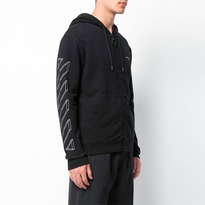OFF-WHITE ブラック プリント フーディー レギュラーフィット スウェットシャツ OMBB033E181920021001 Shop OFF-WHITE ブラック プリント フーディー レギュラーフィット スウェットシャツ OMBB033E181920021001