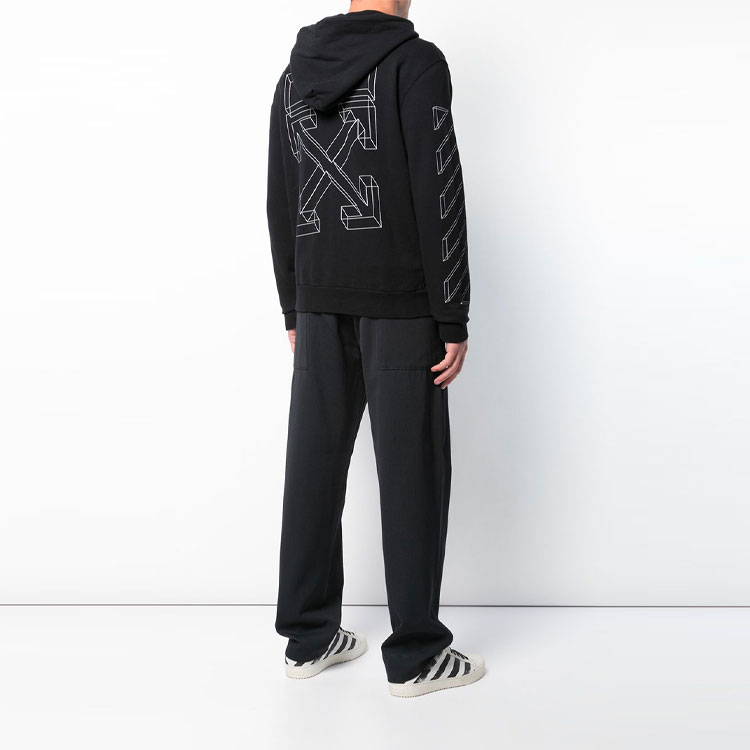 Purchase OFF-WHITE ブラック プリント フーディー レギュラーフィット スウェットシャツ OMBB033E181920021001