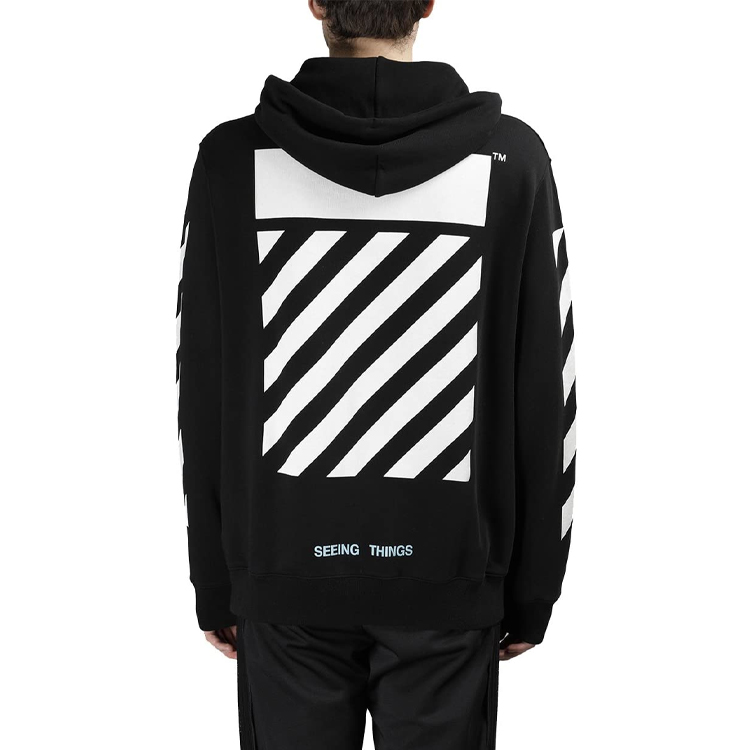 OFF-WHITE Black Religious Oil Painting Hoodie Yellow Stripes Unisex OMBB003F170030161001 圖 4