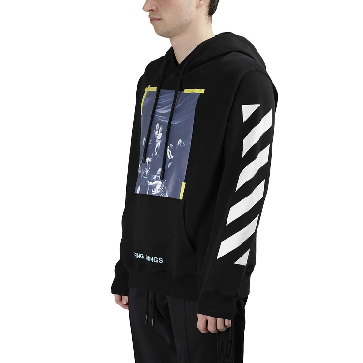 OFF-WHITE Black Religious Oil Painting Hoodie Yellow Stripes Unisex OMBB003F170030161001 圖 5