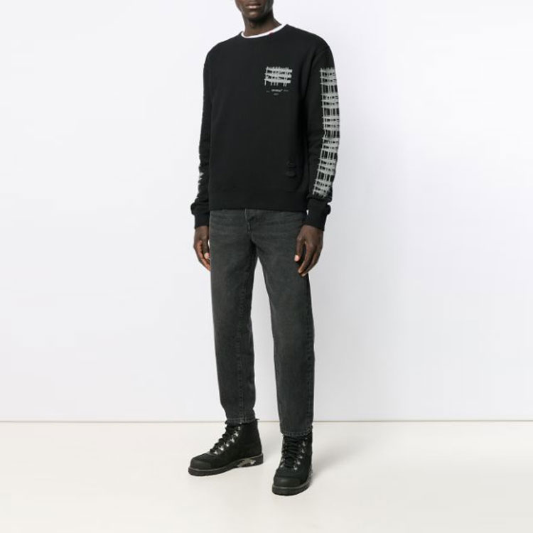 Shop Sudadera Negra OFF-WHITE con Logo y Diseño Speed Bump. OMBA025E19E300041091