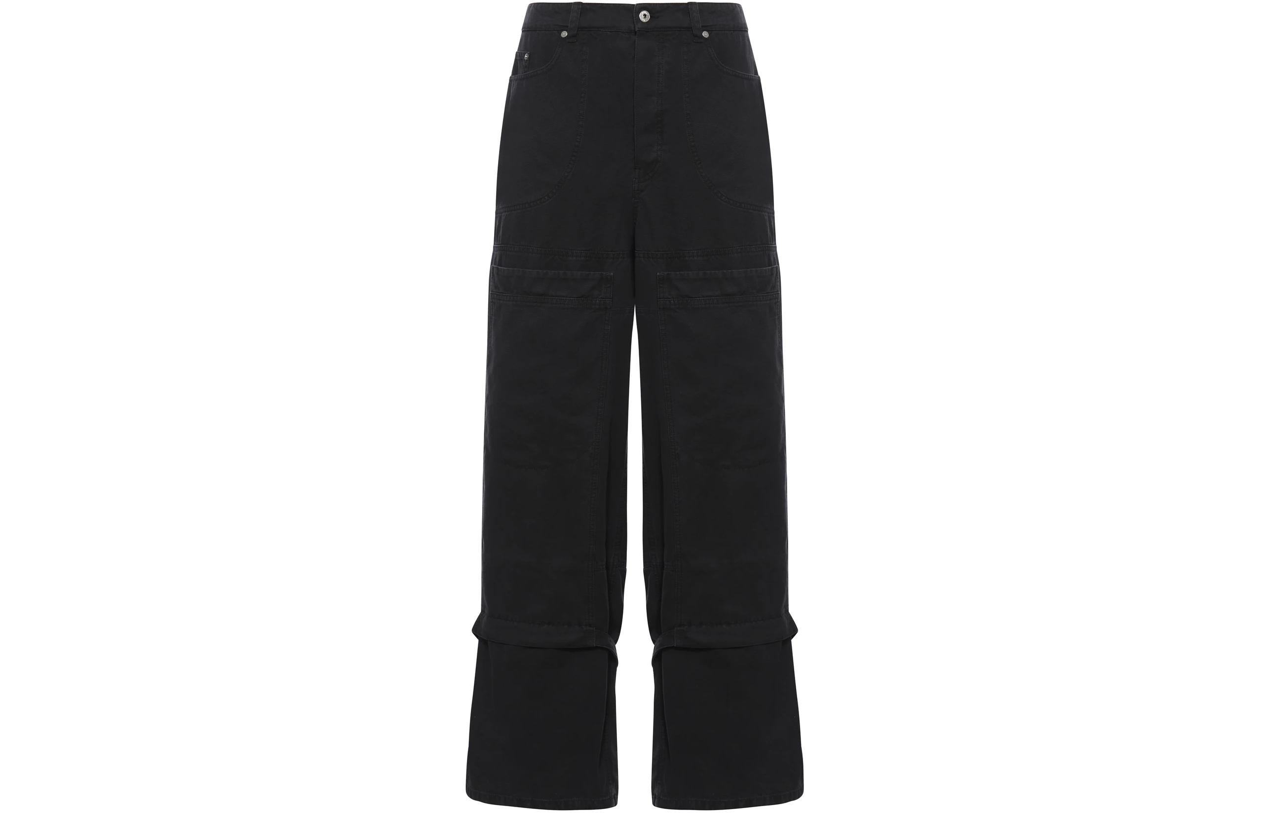 OFF-WHITE Black Straight-Leg Cargo Pants Loose Fit  Casual Trousers. OMCE044C99FAB0011000