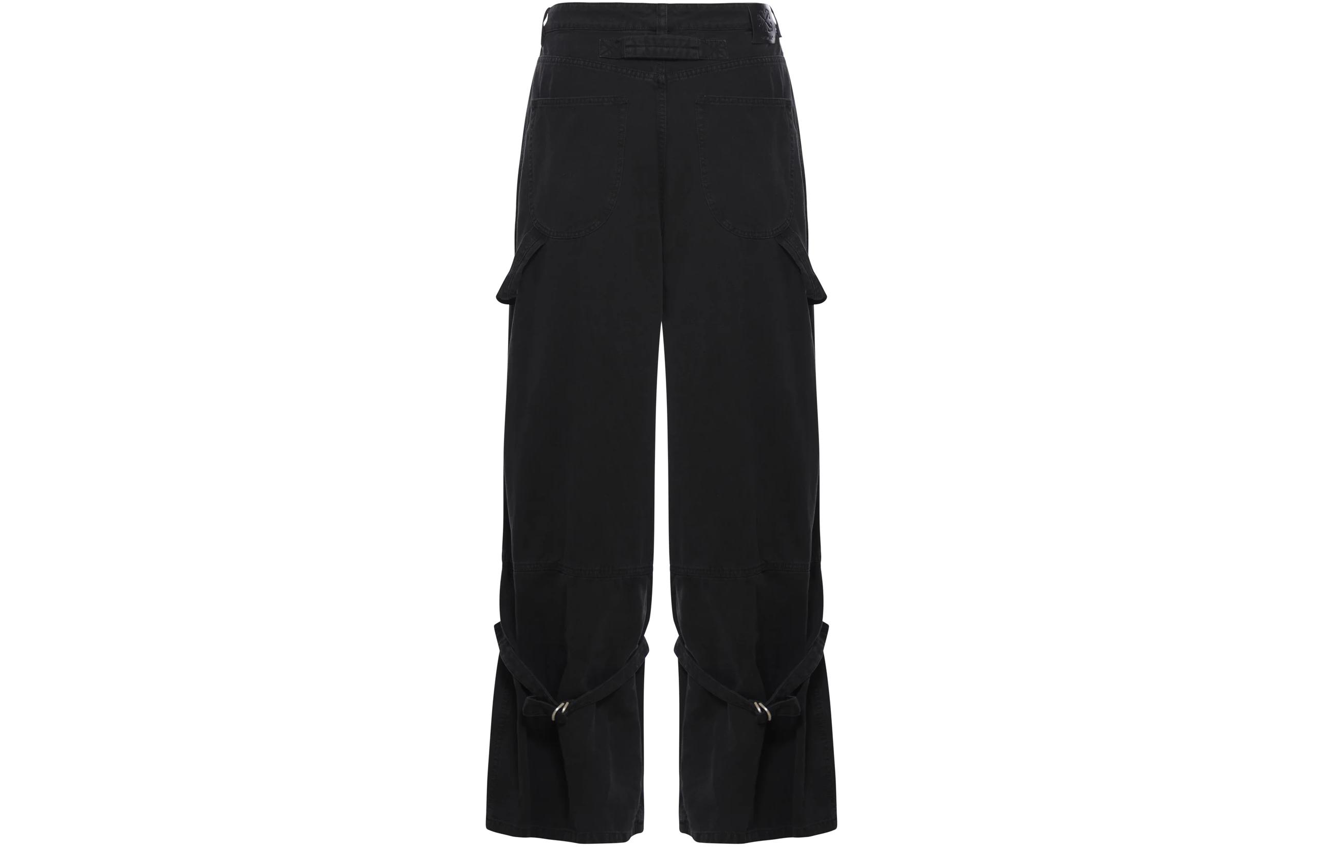 Lookbook OFF-WHITE Seluar Kargo Hitam Straight-Leg Loose Fit Kasual. OMCE044C99FAB0011000