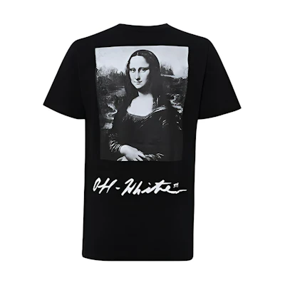 OFF-WHITE Black T-Shirt with Mona Lisa Print OMAA038S191850051020