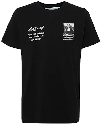 OFF-WHITE Black T-Shirt with Mona Lisa Print OMAA038S191850051020 Lookbook OFF-WHITE Black T-Shirt with Mona Lisa Print OMAA038S191850051020