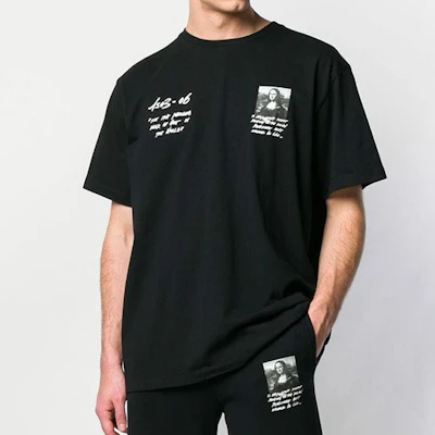 OFF-WHITE Black T-Shirt with Mona Lisa Print OMAA038S191850051020 Shop OFF-WHITE Black T-Shirt with Mona Lisa Print OMAA038S191850051020