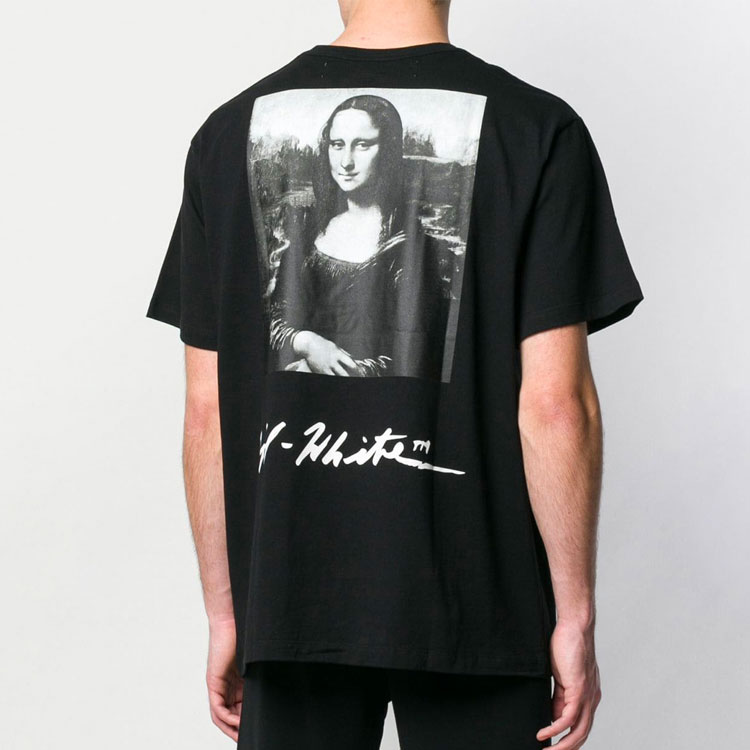 OFF-WHITE Black T-Shirt with Mona Lisa Print OMAA038S191850051020 圖 5