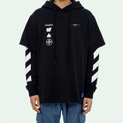 오프화이트 블랙 백포토 프린트 투피스 스웻셔츠 OMAB033E191850051088 Shop 오프화이트 블랙 백포토 프린트 투피스 스웻셔츠 OMAB033E191850051088