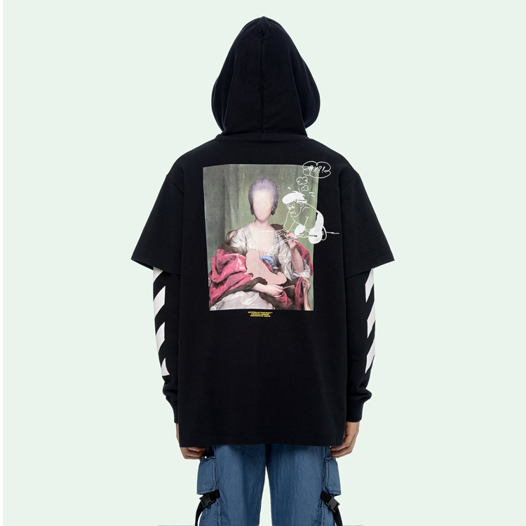 Purchase 오프화이트 블랙 백포토 프린트 투피스 스웻셔츠 OMAB033E191850051088