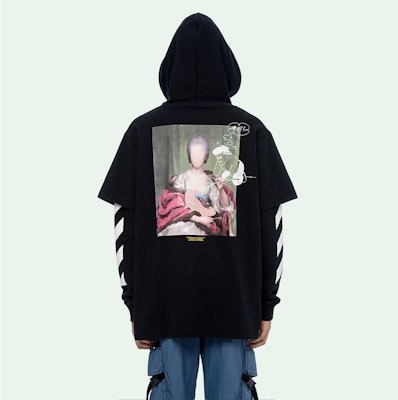 오프화이트 블랙 백포토 프린트 투피스 스웻셔츠 OMAB033E191850051088 Purchase 오프화이트 블랙 백포토 프린트 투피스 스웻셔츠 OMAB033E191850051088