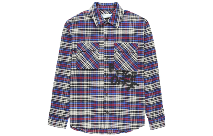 OFF-WHITE Blue Oversized Flannel Check Print Shirt OMGA091F19F330063010