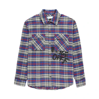 OFF-WHITE Blue Oversized Flannel Check Print Shirt OMGA091F19F330063010