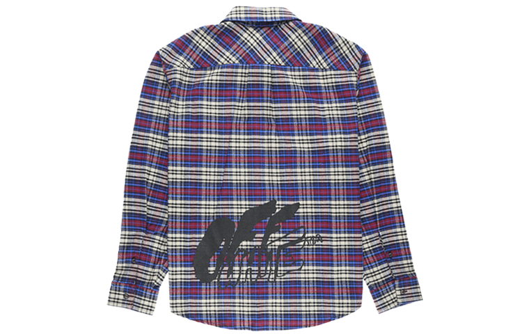 Lookbook OFF-WHITE 蓝色宽松格纹法兰绒衬衫 OMGA091F19F330063010