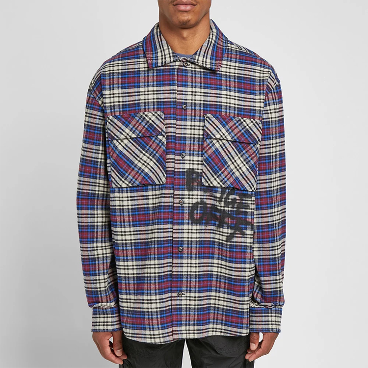 Details for OFF-WHITE 蓝色宽松格纹法兰绒衬衫 OMGA091F19F330063010