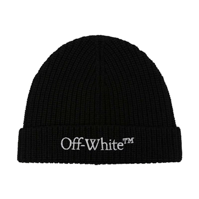 Off-White Bookish Classic Knit Beanie Black/White
