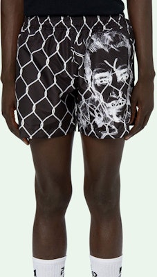 Off-White Broken Fence Swim Shorts Black/White Lookbook Off-White Broken Fence Swim Shorts Black/White