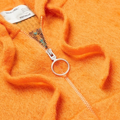 Off-White Brushed Arrows Mohair Zip Up Hoodie Orange/Multicolor Lookbook Off-White Brushed Arrows Mohair Zip Up Hoodie Orange/Multicolor