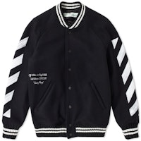 Off-White Brushed Diagonal Varsity Jacket Black/White Off-White Brushed Diagonal Varsity Jacket Black/White
