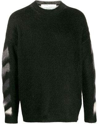 Off-White Brushed Mohair Diag Arrows Knit Sweater Black Buy Off-White Brushed Mohair Diag Arrows Knit Sweater Black