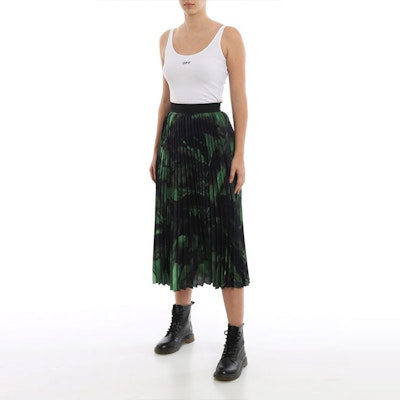 Off-White Brushstroke Plisse Skirt Black/Green Lookbook Off-White Brushstroke Plisse Skirt Black/Green