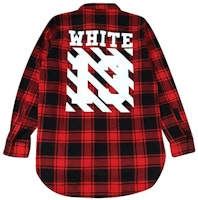 OFF-WHITE C/O VIRGIL Unisex Black Red Plaid Shirt AU8002-13-P02 OFF-WHITE C/O VIRGIL Unisex Black Red Plaid Shirt AU8002-13-P02