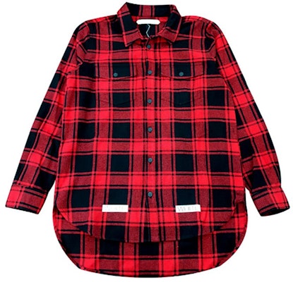 OFF-WHITE C/O VIRGIL Kemeja Kotak-Kotak Hitam Merah Unisex AU8002-13-P02 Lookbook OFF-WHITE C/O VIRGIL Kemeja Kotak-Kotak Hitam Merah Unisex AU8002-13-P02