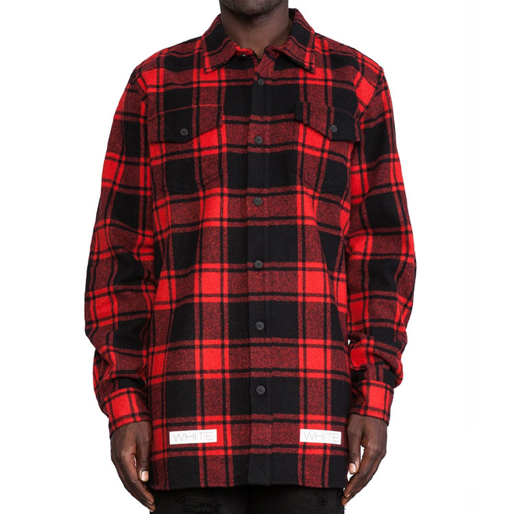 Shop OFF-WHITE C/O VIRGIL 男女黑紅格紋襯衫 AU8002-13-P02