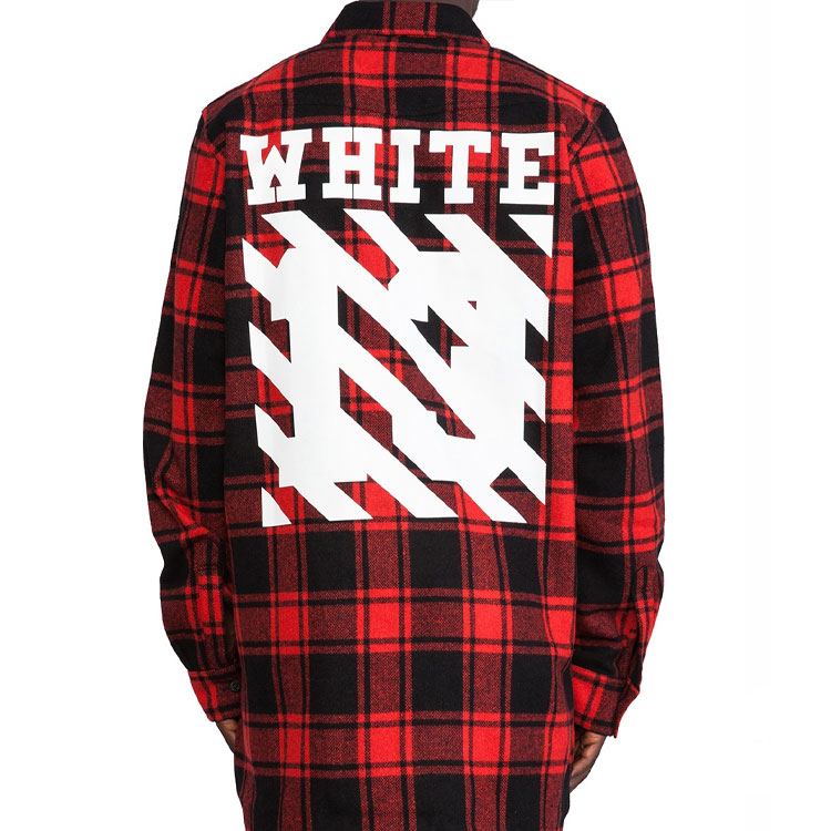 Details for OFF-WHITE C/O VIRGIL 男女黑紅格紋襯衫 AU8002-13-P02